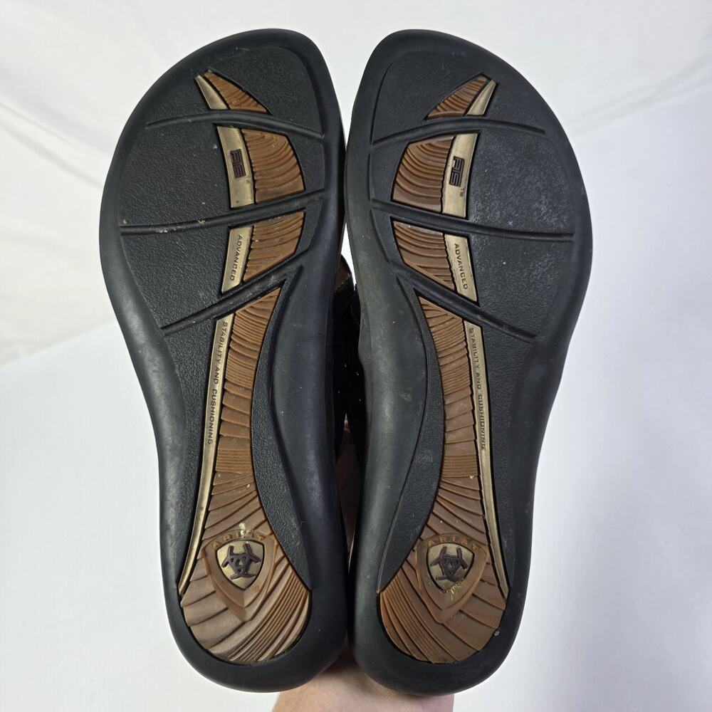 Ariat Womens Sandals Thong Flip Flop Size 9B Brown Leather Embossed Slip On - Picture 8 of 12